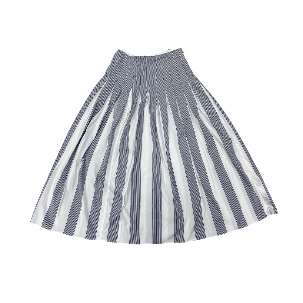 Club Monaco Maxi Skirt Womens 10 Blue White Excellent Striped Pleated A-Line